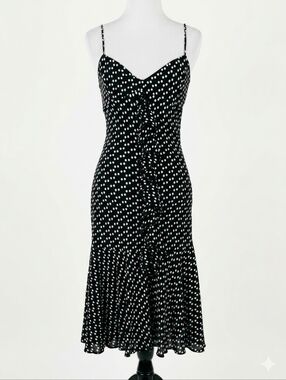 Vintage Frederick's Of Hollywood Black Polka Dot Ruffled Dress